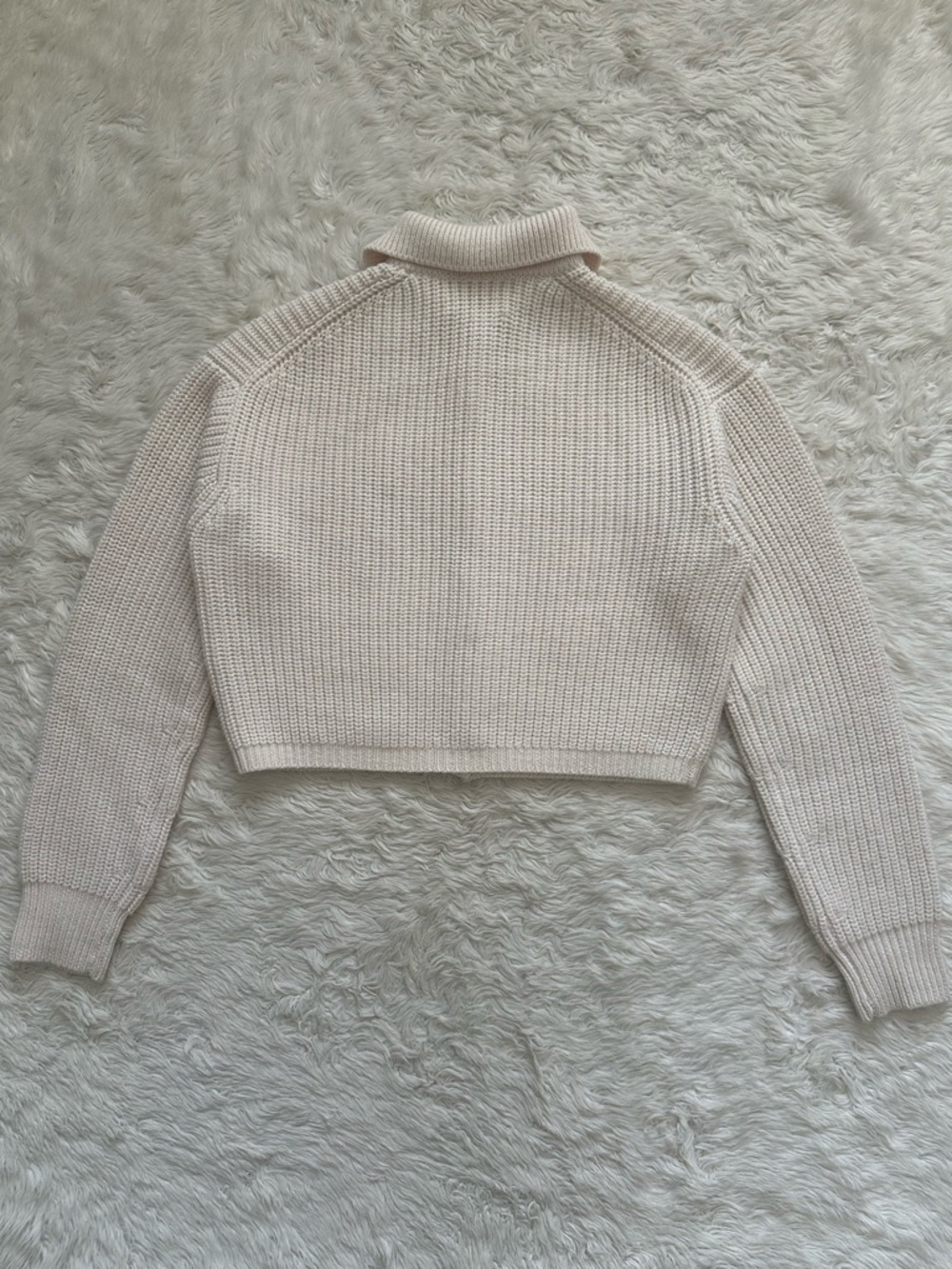 Aritzia Wilfred Nextdoor Sweater Collared 100% Merino Wool Cardigan Cream Sz S - Picture 3 of 12